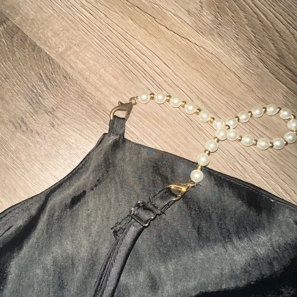 Nasty Gal Mini Dress Pearl Strap Cowl Neck Satin Party Dress Size 4 - Picture 13 of 15